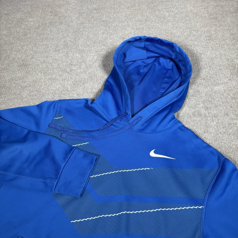Nike Hoodie Sweatshirt Mens M Pullover Blue Therma Fit Performance Logo Athletic